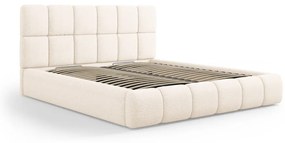 Kremowe tapicerowane łóżko dwuosobowe ze schowkiem ze stelażem 200x200 cm Bellis – Micadoni Home
