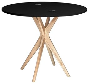 Stół półokrągły CUTTI 100x100 rozkładany czarny/jesion RAGABA