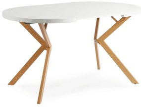 Stół Okrągły Rozkładany LUGO 90-190 cm Biały/Dąb Skandynawski