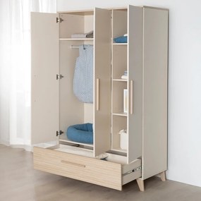 Kremowa/w naturalnym kolorze szafa dziecięca w dekorze dębu 118x190x52 cm Sidney – Roba