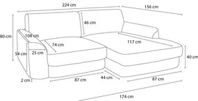 Ciemnoszary narożnik z materiału bouclé (lewostronny/z szezlongiem) Leonore – Bobochic Paris