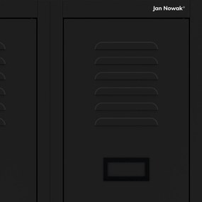 Szafka pracownicza metalowa czterokomorowa czarna: KACPER II, 600 x 1800 x 500 mm