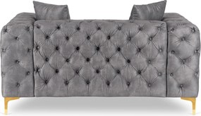Sofa SORRENTO 2S Dwuosobowa Szara Welurowa Nowoczesna Glamour