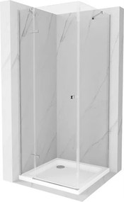Mexen Roma kabina prysznicowa uchylna 80 x 80 cm, transparent, chrom + brodzik Flat - 854-080-080-01-00-4010