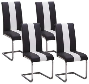 Komplet 4 krzeseł z ekoskóry TRINITY marki Pascal Morabito - Ekoskóra - Czarny i Biały