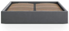 Szare tapicerowane łóżko dwuosobowe ze schowkiem/bez zagłówka ze stelażem 200x200 cm Susan – Micadoni