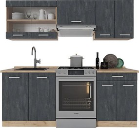 Aneks kuchenny czarny beton/złoty dąb 200x46x81.6 r-line