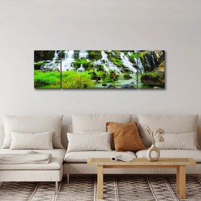 Obraz - wodospady z zielenią (170x50 cm)