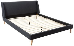 Łóżko w skandynawskim stylu – 160 × 200 cm – tkanina – kolor antracytowy – BENEDICTE