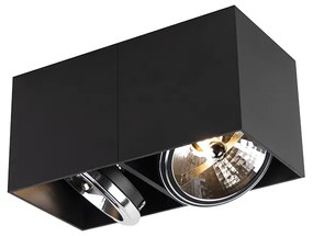 Designerski reflektor czarny prostokątny 2-światłowy - Box Nowoczesny Oswietlenie wewnetrzne