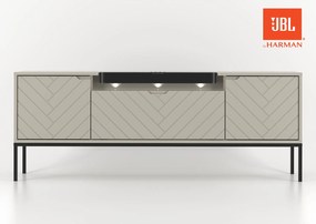 Szafka RTV z głośnikiem JBL i oświetleniem Aspen 06 cashmere/czarny