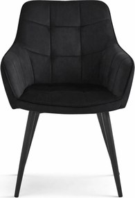 Krzesło jadalniane VARSI VELVET z czarnymi nogami, czarne