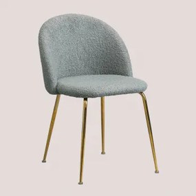 Krzesło Do Jadalni Z Tkaniny Bouclé Kana Design Seledyn & Goud - Sklum