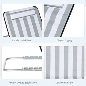 Outsunny Leżak składany ogrodowy z poduszką, 5-stopniowe oparcie, torba transportowa, jasnoszary | Aosom PL