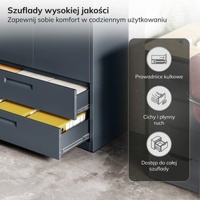 Szafa modułowa metalowa wielofunkcyjna na cokole antracytowa MEGAN 1600 x 900 x 400 mm