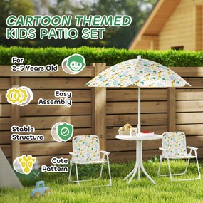 AIYAPLAY Zestaw siedzisk dla dzieci - składane krzesła i stół z regulowanym parasolem, Wzór tęczy, Biały