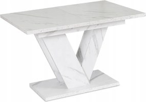 Stół Prostokątny Rozkładany CLARK 120-160 cm Biały Marmur Glamour