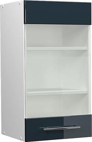 Szklana szafka kuchenna ciemnoniebieski wysoki połysk 40x34.1x72 fame-line