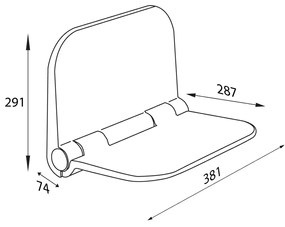 AQUALINE DI82 Dino składane siedzisko prysznicowe 37,5 x 29,5 cm, biały