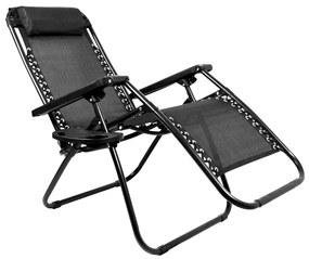 Leżak ogrodowy plażowy Zero Gravity czarny