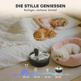 PawHut Fontanna dla Kotów 7L z Cichą Pompą LED, Filtrem z Aktywnym Węglem, Nierdzewna Stal, Łatwa w Czyszczeniu, 30,6 x 30,6 x 17,2 cm