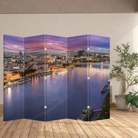 Parawan - Nocne miasto Bratysława z rzeką (210x170 cm)