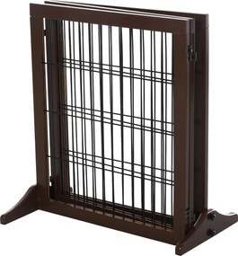 PawHut Barierka Ochronna dla Zwierząt Domowych Drewniana Bramka dla Psów Sosnowa Brązowa | Aosom PL