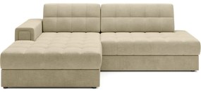 Jasnobrązowy aksamitny rozkładany narożnik (lewostronny/z szezlongiem) Blezalt – ELTAP