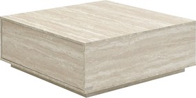 Stolik kawowy z 2 szufladami z MDF - szer. 90 cm Efekt beżowego trawertynu - ANTRIM
