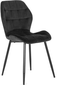 Krzesło Tapicerowane do Jadalni LUCKY Czarne Welurowe Nowoczesne Loft