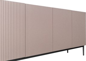 Komoda Nicole 200 cm czterodrzwiowa z ryflowanym frontem - antyczny róż / czarne nóżki - Limitowana oferta