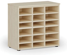 Regał sortujący PRIMO WOOD, 800 x 420 x 740 mm, 18 przegród, brzoza