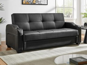 Kanapa rozkładana z ekoskóry MIRELLA - Kolor: czarny