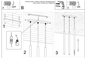 Lampa wisząca PASTELO 3 ochra czerwona SOLLUX  LIGHTING