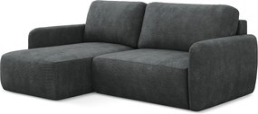 Narożnik lewostronny z funkcją spania - z tkaniny szenilowej - ciemny szary - LILO