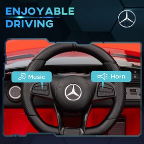 AIYAPLAY Elektryczne Auto Dziecięce, Mercedes, 3-5 km/h, Pilot, Światła i Muzyka, Czerwony