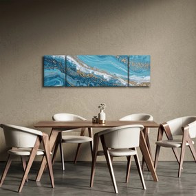 Obraz - Jasnoniebieski marmur ze złotem I. (170x50 cm)
