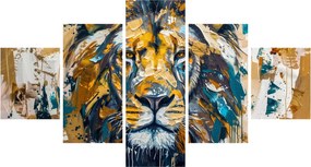 Obraz - Abstrakcyjny obraz olejny z lwem (125x70 cm)