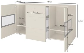 Komoda BAROS 2D3S 132cm orzech/czarna HELVETIA