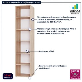 Regał biurowy 40 cm dąb sonoma H7-L43