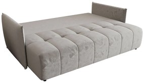 Jasnoszara welurowa sofa z pojemnikiem na pościel F2-A50