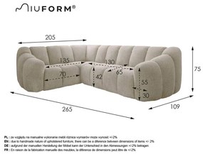 Szary narożnik (lewostronny/w kształcie litery L) Shell – Miuform