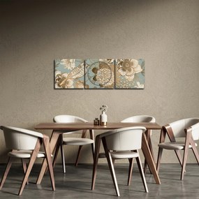 Obraz - Ogród z ptakiem (z zegarem) (90x30 cm)