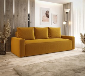 Żółta sofa rozkładana z pojemnikiem B9-W06