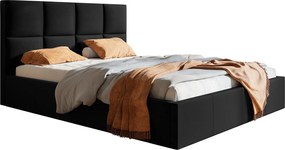 Emporius Fado łóżko 180x200 cm, tkanina aksamitna - łóżko z pojemnikiem na pościel i stelażem - czarny (Jasmine 100)