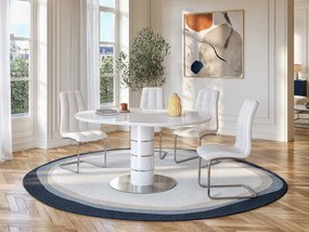 Rozkładany stół jadalniany – 4-6-osobowy – MDF i metal nierdzewny – kolor biały lakierowany – CUSCO