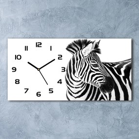 Zegar ścienny szklany cichy Zebra w śniegu