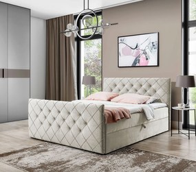 Kremowe łóżko kontynentalne z pojemnikiem 5 rozmiarów G9-N18