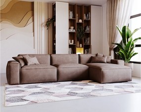 Emporius Figo narożnik w kształcie L - narożnik w nowoczesnym stylu bez pojemnika - lewostronny, tkanina aksamitna, brązowy (Whisper 5)