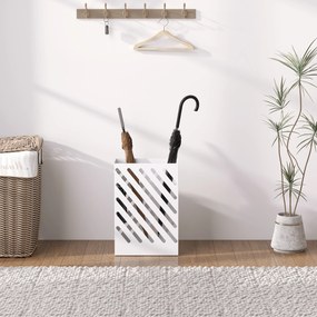 HOMCOM Stojak na parasole stalowy z tacką ociekową i 4 hakami biały nowoczesny design | Aosom PL